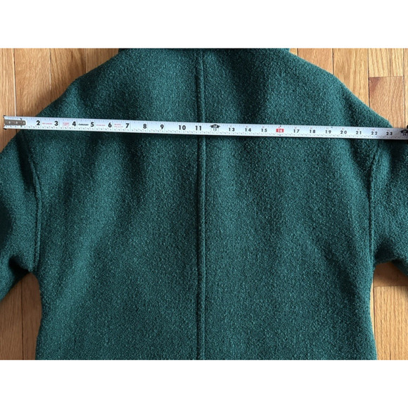 TALBOTS Boucle Wool Blend Overcoat Forest Green Winter Retro Outerwear S - Picture 14 of 14